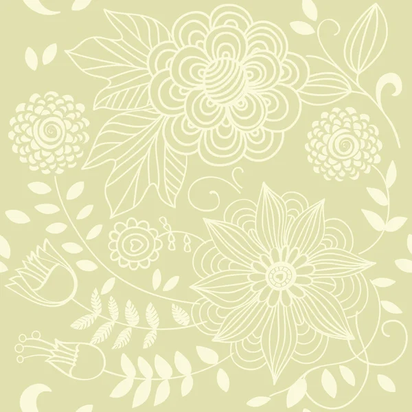 光ヴィンテージ シームレスな花柄レトロな壁紙 — ストックベクタ