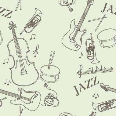 Seamless pattern with jazz musical instruments clipart