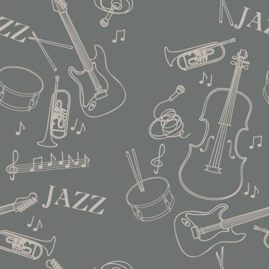 Seamless pattern with jazz musical instruments clipart