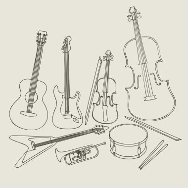 Set of musical instruments clipart