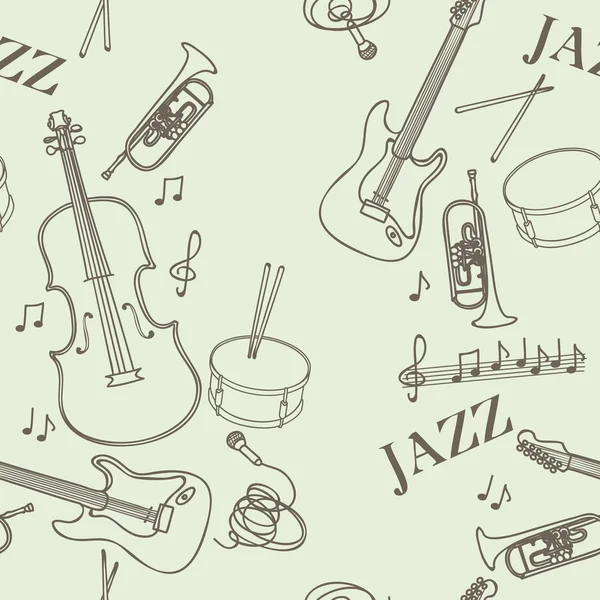 Χωρίς ραφή πρότυπο με τζαζ, μουσικά όργανα — Διανυσματικό Αρχείο