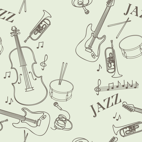 Seamless pattern with jazz musical instruments
