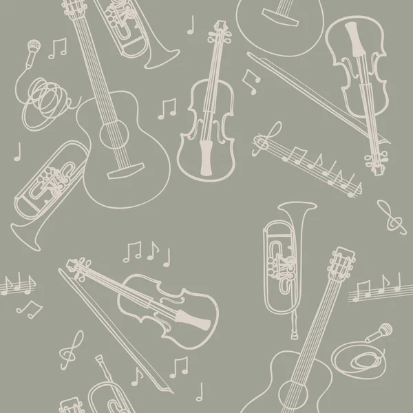 Patrón sin costura con instrumentos musicales — Vector de stock