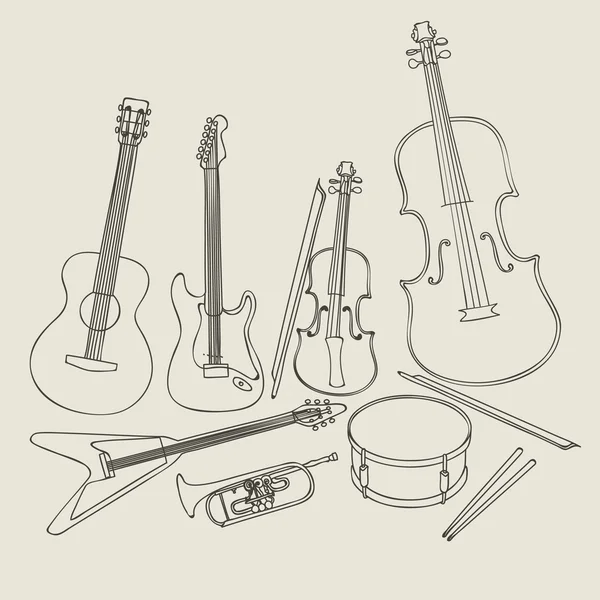 Set of musical instruments — Stock Vector