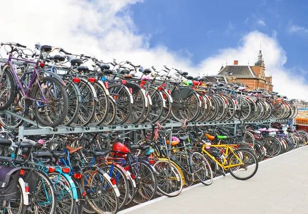stock image Plenty bicycles at parking lot in