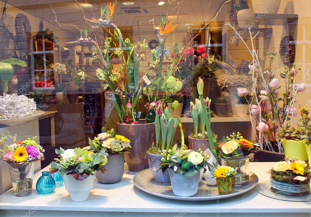 Showcase floral shop. Den Bosch, Netherlands — Stock Photo © Nicknick