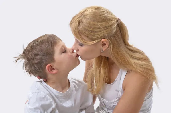 Portrait of happy mother and son — Stock Photo, Image