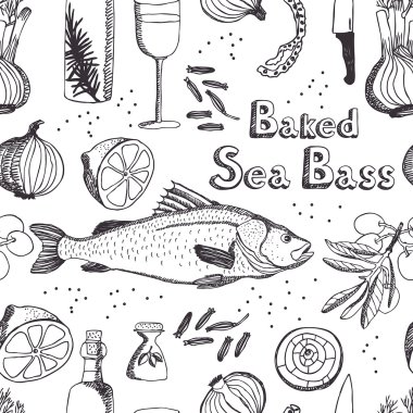 Baked Sea Bass background clipart