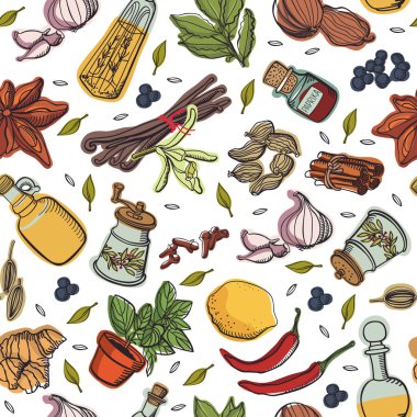 Spices kitchen pattern clipart