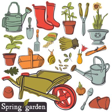 Spring garden set clipart