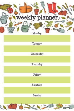 Weekly planner. Spring planting clipart