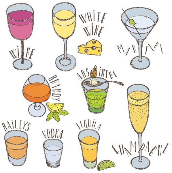 Alcoholic drinks — Stock Vector