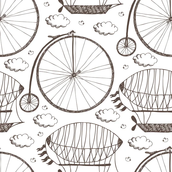 Bisiklet Bisiklet ve airships — Stok Vektör