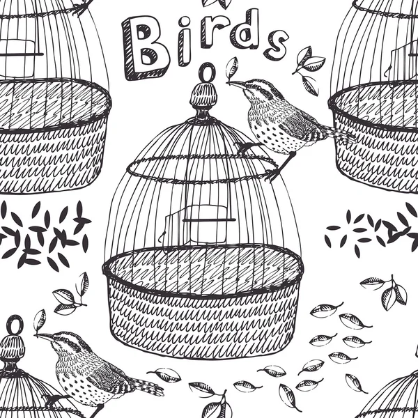 Fågel och bur bakgrund — Stock vektor