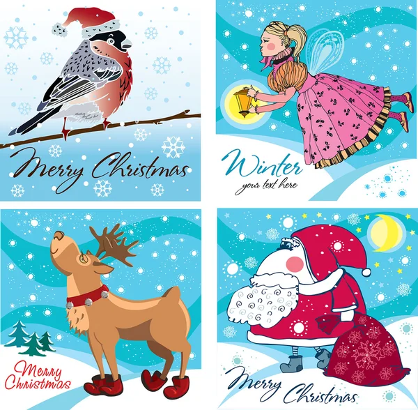 Conjunto de tarjetas de Navidad — Archivo Imágenes Vectoriales