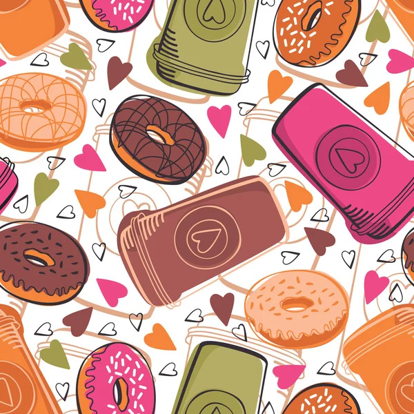 咖啡 & 甜甜圈 — 图库矢量图片