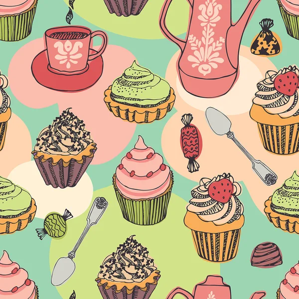 Dessert fond sans couture — Image vectorielle
