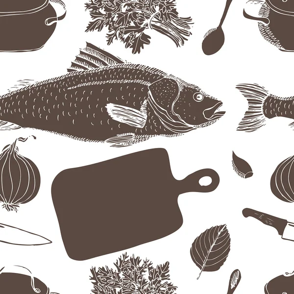 Balık çorbası desen — Stok Vektör