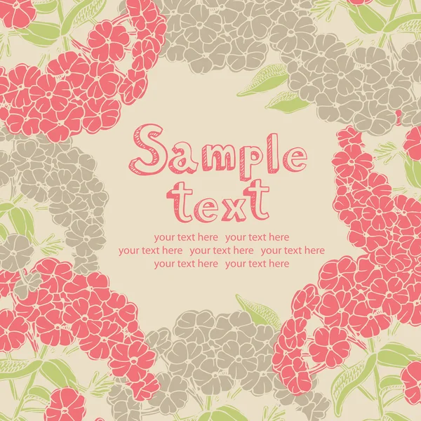 Phlox rosa progettazione di carte di fiori — Vettoriale Stock
