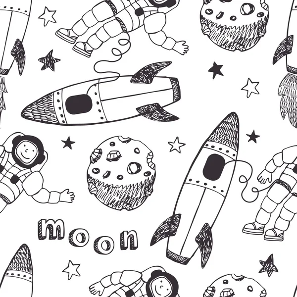 火箭和宇航员图案 — 图库矢量图片