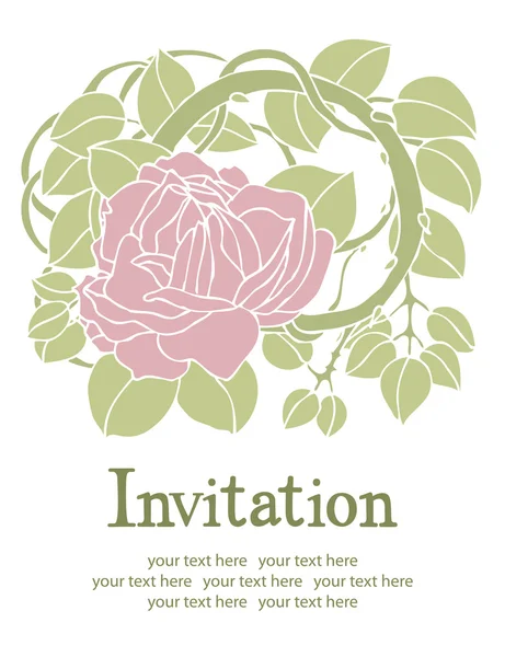 Rózsa virág meghívást — Stock Vector