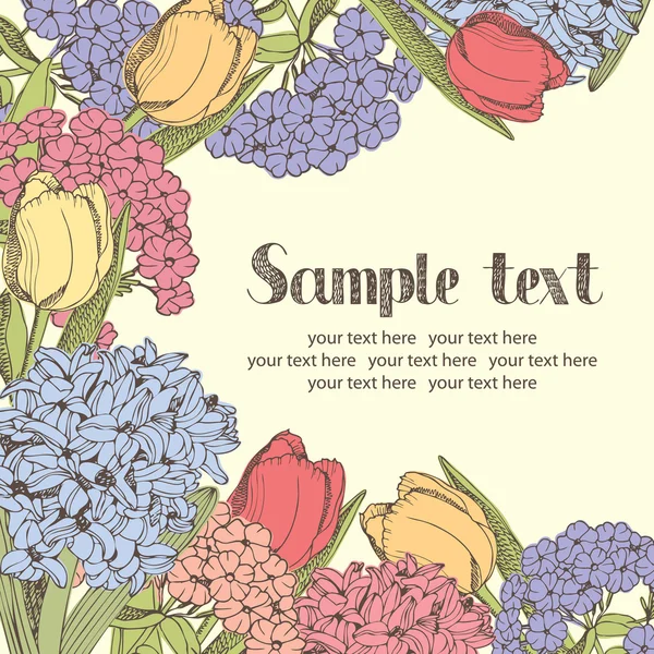 Flores da primavera cartão colorido — Vetor de Stock