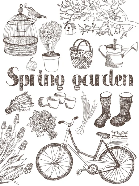 Frühlingsgartenkarte — Stockvektor