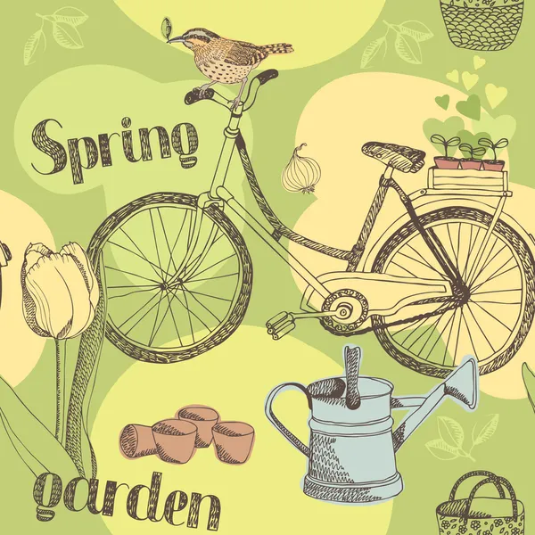 Patrón de jardín primavera — Archivo Imágenes Vectoriales