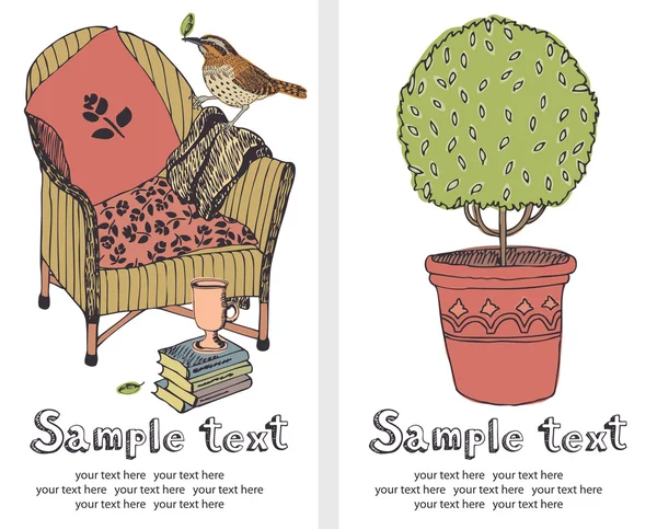 Carte d'arbre et chaise — Image vectorielle