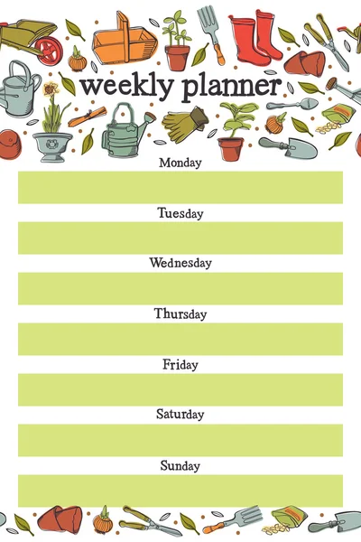 Weekly planner. vårens plantering — Stock vektor