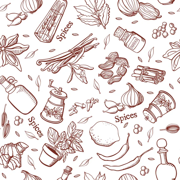 Fűszerek konyha háttér Stock Illusztrációk