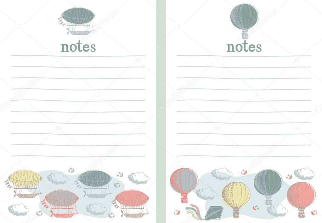 Airship and hot air note paper writing paper