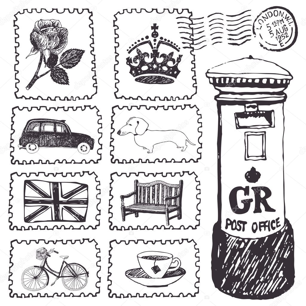 Postal stamps set