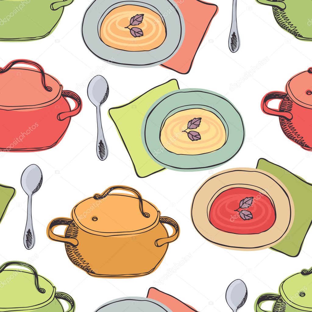 Pots and plates background