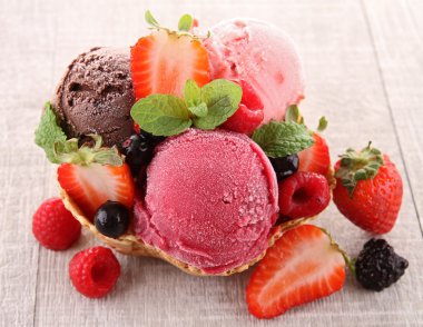 Scop of ice cream and berries clipart