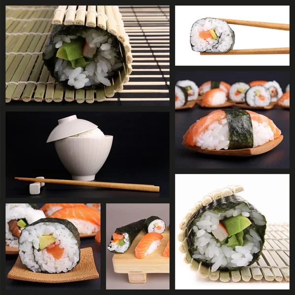 Sammlung von Sushi-Bildern — Stockfoto