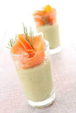 Appetizer, avocado and smoked salmon