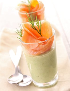 Appetizer, avocado and smoked salmon