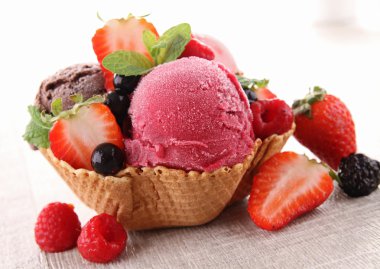 Ice cream and berry fruit clipart