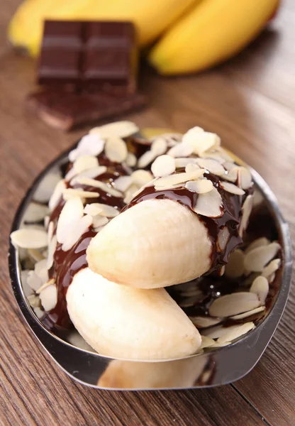 Dessert,banana and chocolate — Stock Photo, Image