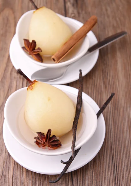 stock image Poached pear and syrup