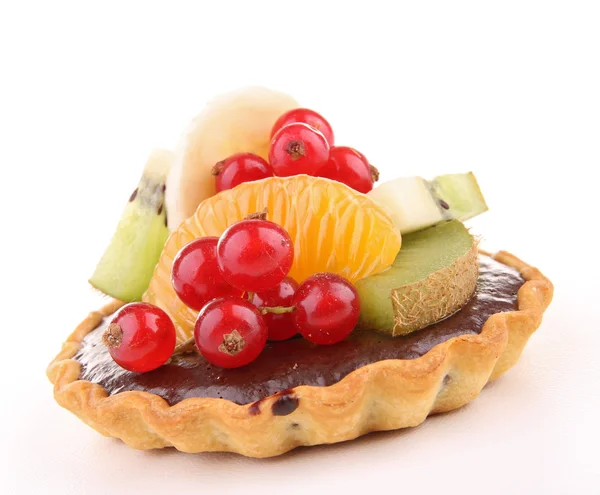 Isolated fruit and chocolate tart — Stock Photo, Image