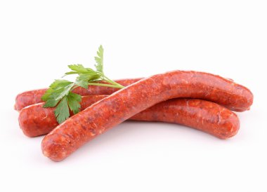 Isolated raw sausage an parsley clipart