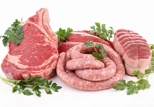 Carnes em bruto isoladas — Fotografia de Stock