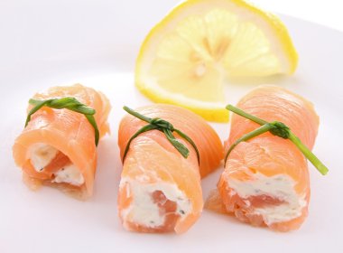 Delicious salmon roll with cheese clipart