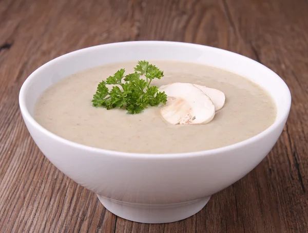 Mushroom soup and parsley — Stock Photo, Image