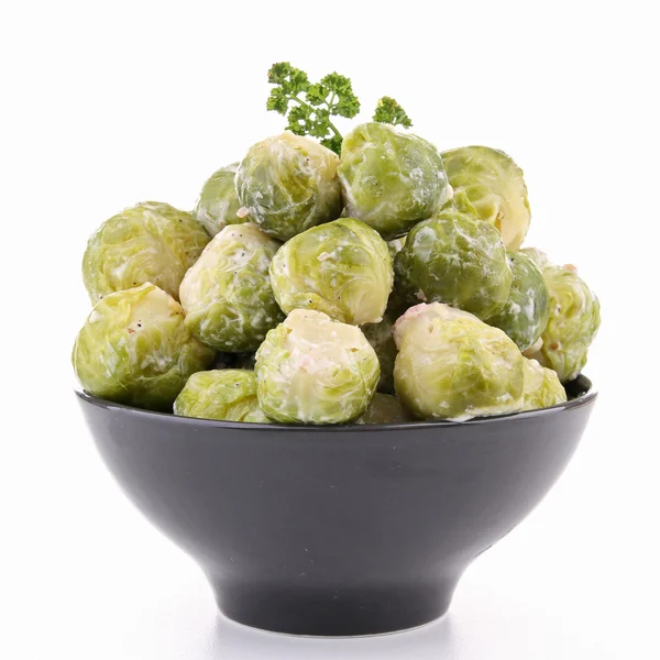 Isolated brussels sprouts with cream — Stock Photo, Image