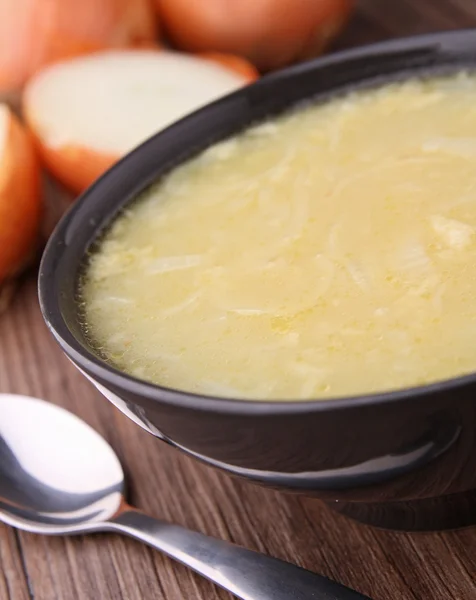 Bowl of onion soup — Stock Photo, Image