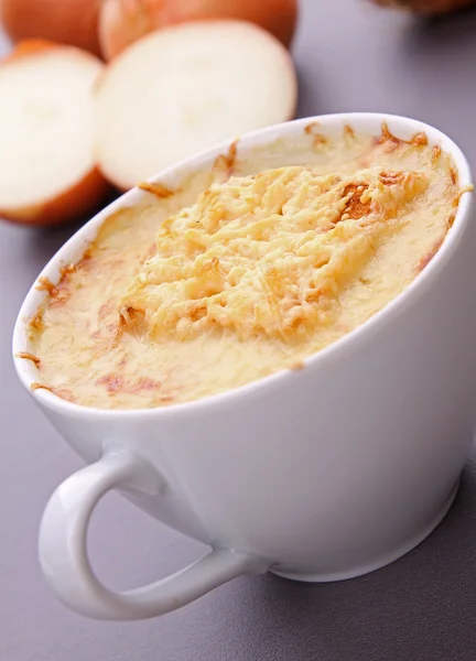 Onion soup and cheese — Stock Photo, Image