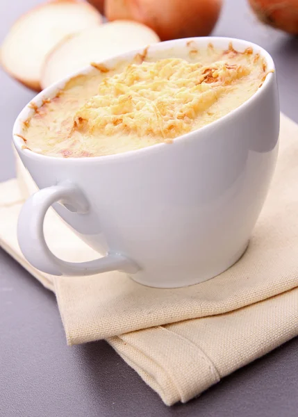 Onion soup and cheese — Stock Photo, Image